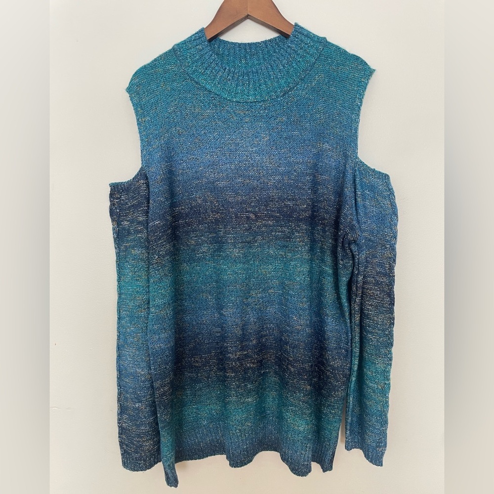 Cleo Off-the-Shoulder Blue Gradient Sweater NWT